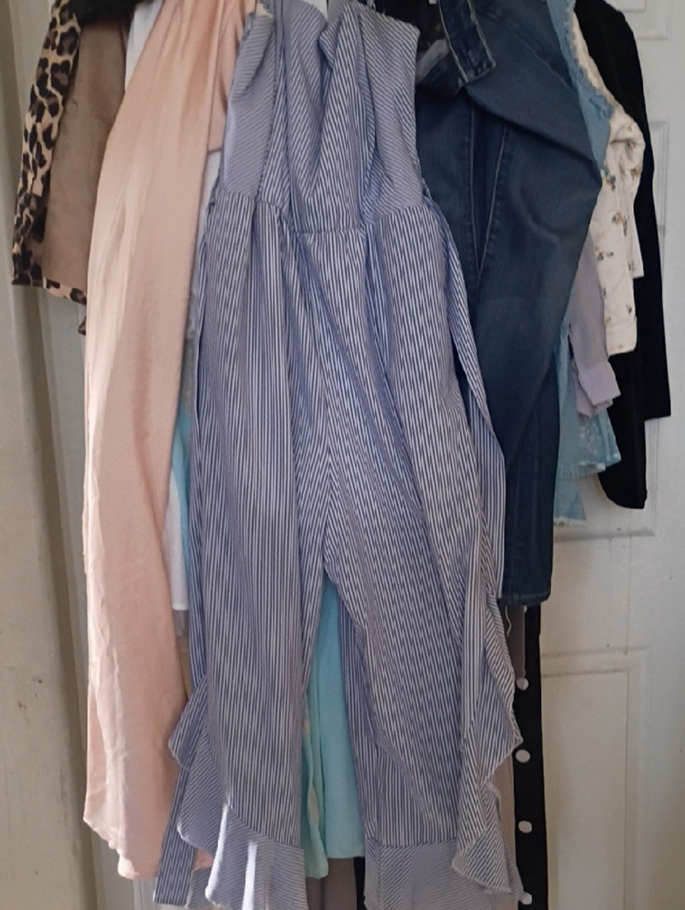 Purple Snow Blue and White Striped Sleeveless Jumpsuit